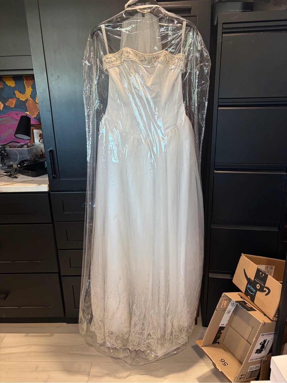 White Beaded Strapless Bridal Gown